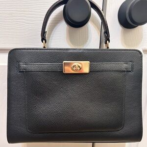 Coach Lane Carryall top handle / crossbody - black with gold hardware